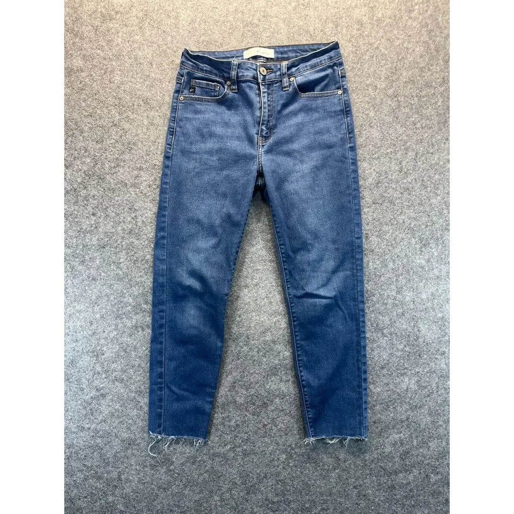 Kancan Women's Jeans Size 5/26 High Rise‎ Skinny Blue Stretch Raw Hem Pants